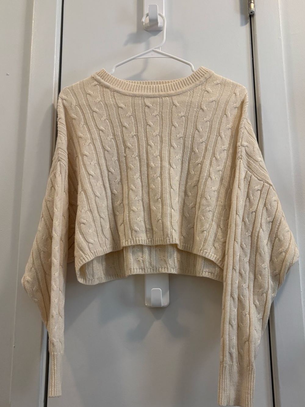 Cream Cotton Blend Cropped Sweater